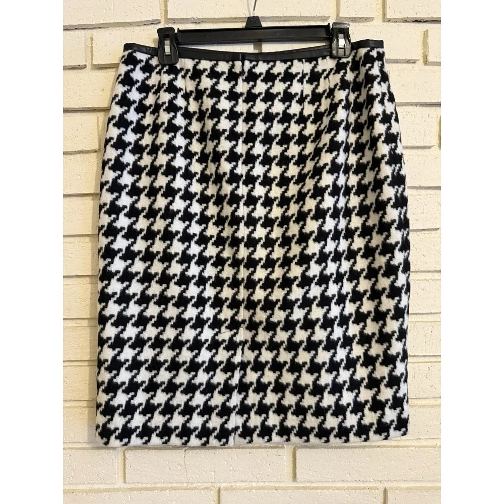 Talbots NEW Houndstooth Black White Wool Blend Pencil Skirt Size 10 NWOT